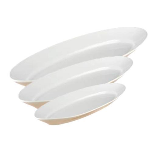 Lej hvide porcelænsfade til din buffet.