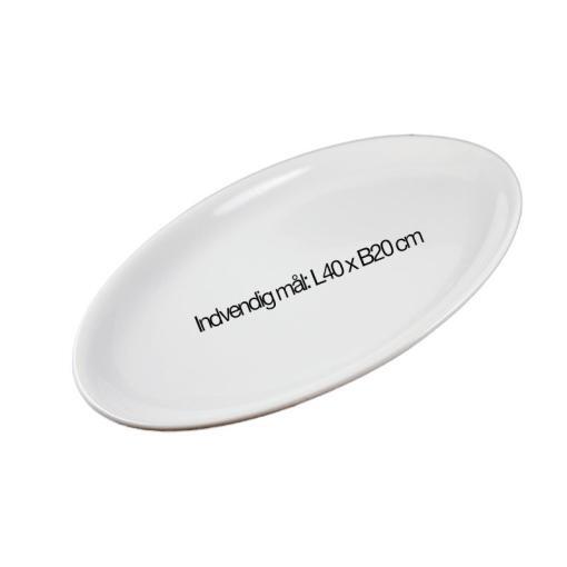 Hvidt porcelænsfade L40xB20 cm